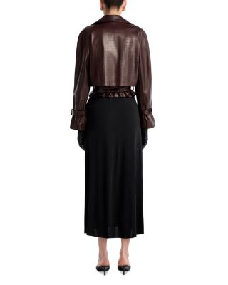 Hatti Crocodile Embossed Leather Jacket