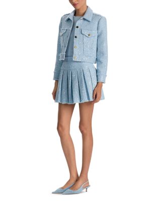 Emilie Frayed Box Pleat Skirt