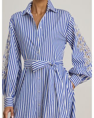 Striped Eyelet Broadcloth Shirtdress