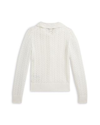 Girls' Pointelle Knit Cotton Cardigan - Big Kid