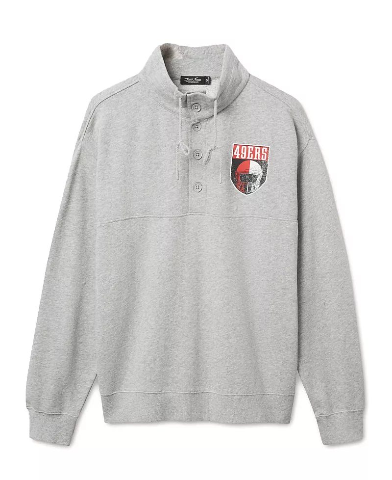 Junk Food Clothing Unisex Nfl San Francisco 49ers Slant 1/4 Button Up Fleece
