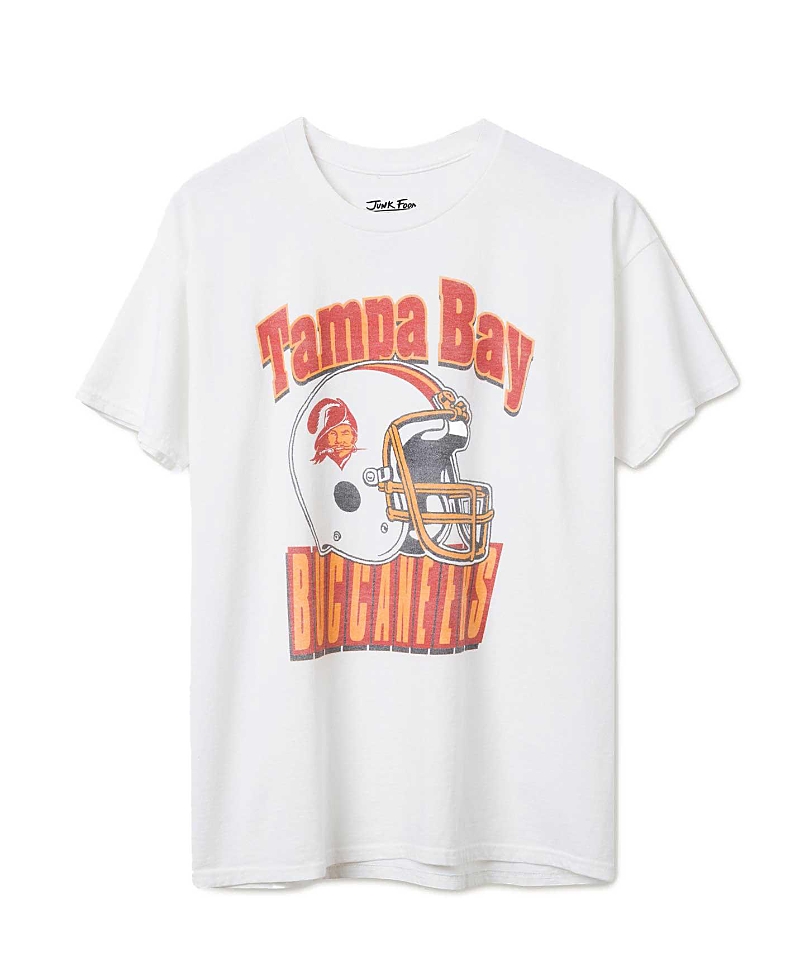Junk Food Clothing Unisex Nfl Tampa Bay Buccaneers Throwback Helmet Flea Market Tee
