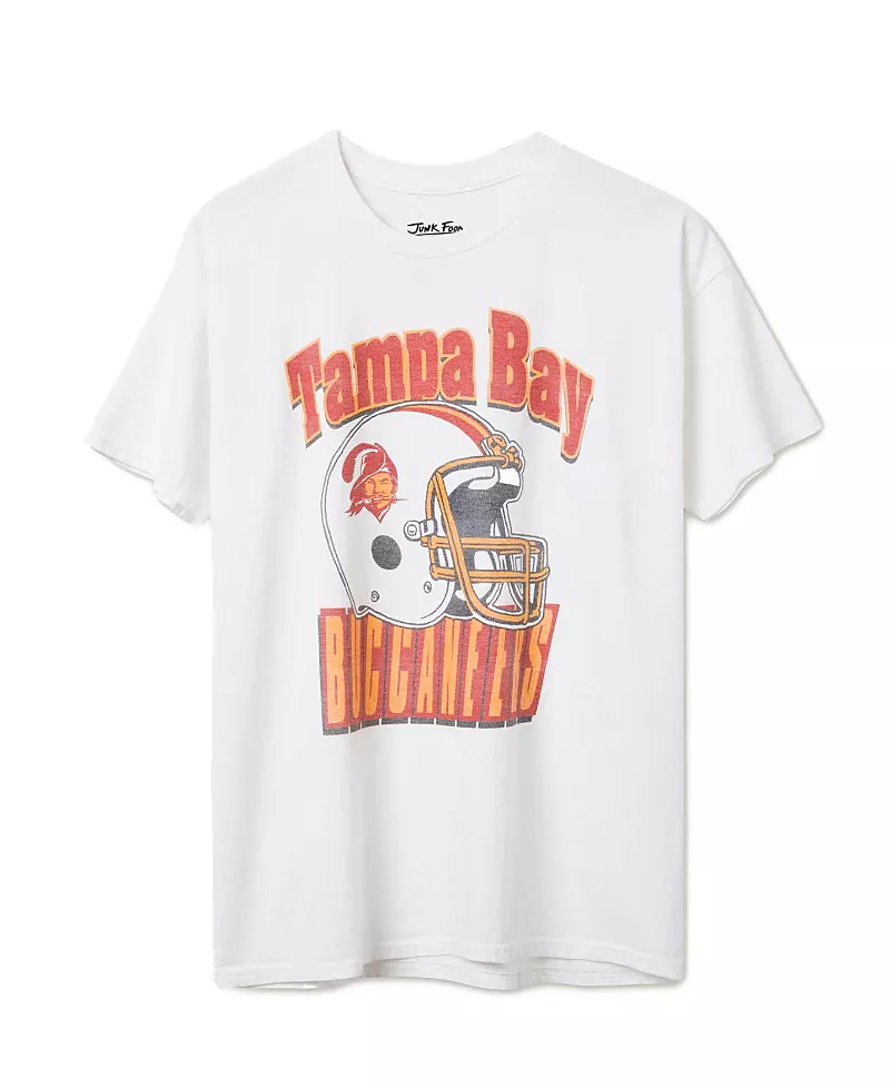 Junk Food Clothing Unisex Nfl Tampa Bay Buccaneers Throwback Helmet Flea Market Tee