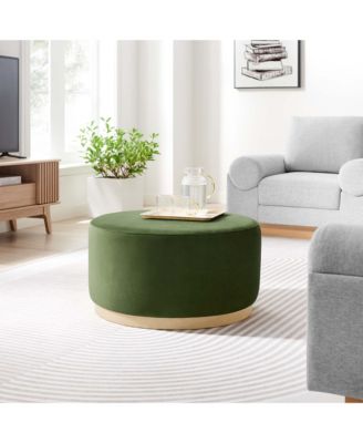  Tilden Large 29" Round Performance Velvet Upholstered Ottoman