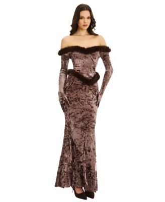  Tessa Sweetheart Bardot Velvet Mermaid Maxi Dress