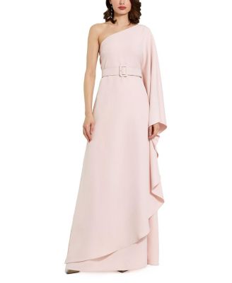  Crepe One Sleeve Belted Kaftan Dress