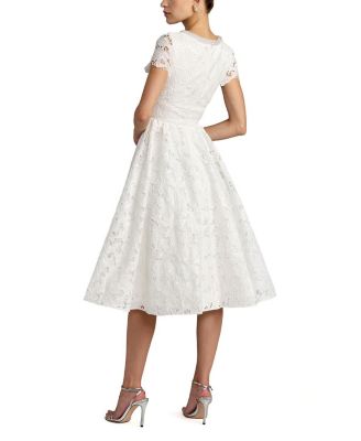  Lace Embellished Cap Sleeves A Line Midi Dress