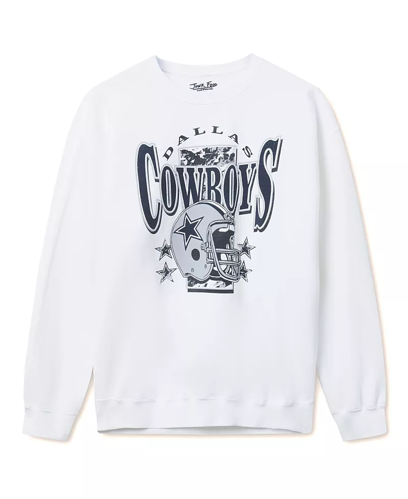 Junk Food Clothing Unisex Nfl Dallas Cowboys Conversion Flea Market Crew Fleece Sweatshirt