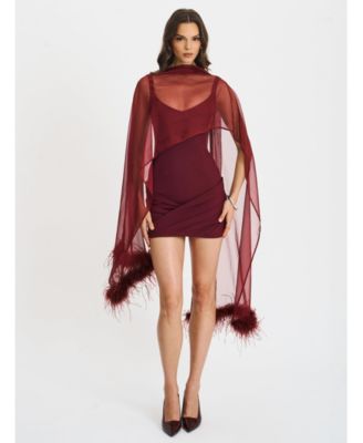  Tori  Pleated Mini Dress with Chiffon Scarf