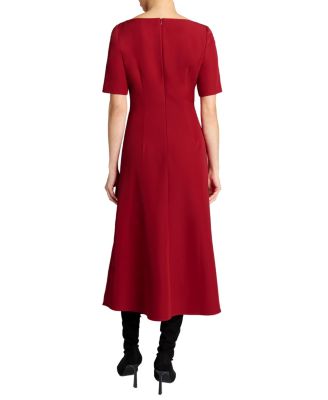 Inez Short Sleeve Midi A Line Dress in Soft Stretch Crepe