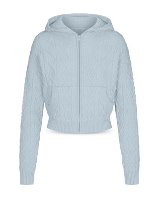 Snow Bunny Cable Knit Shrunken Hoodie
