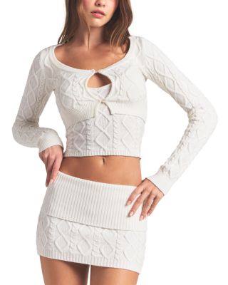 Snow Bunny Cable Knit Mini Skirt