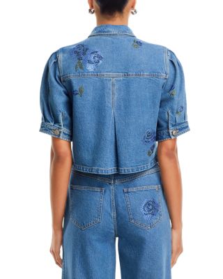 Heatset Roses Denim Halsie Top