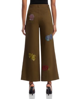 Heatset Roses Mylah High Rise Jeans in Dark Olive Multi