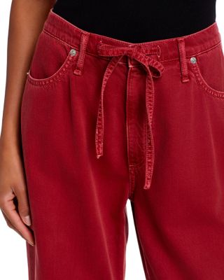 Featherweight Phoebe Drawstring High Rise Wide Leg Jeans in Sienna Stone