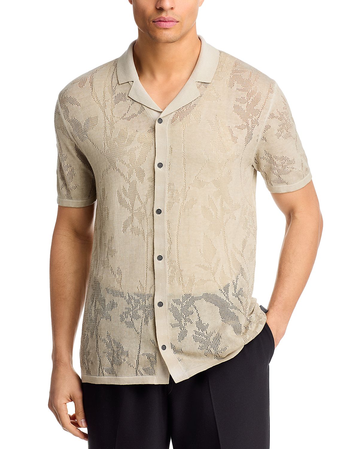 John Varvatos Miguel Camp Collar Floral Shirt