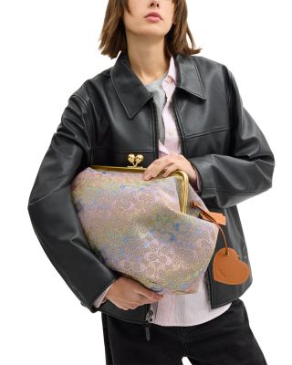 Kisslock Frame Medium Crystal Signature Jacquard Hobo Bag