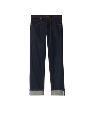 Straight Turn Up Jeans in Dark Indigo