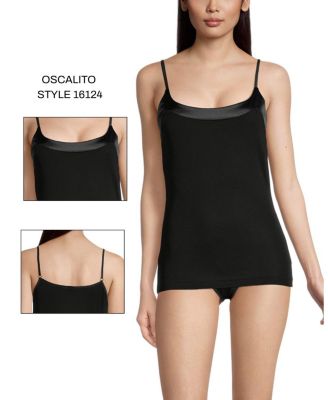 Scoop Neck Spaghetti Strap Camisole with Satin Trim