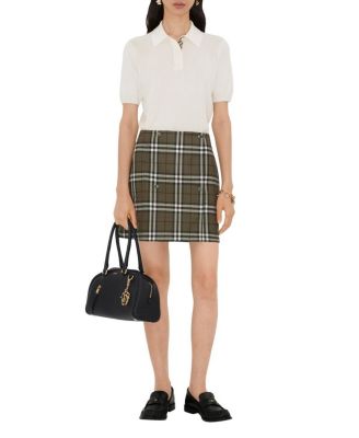  Check Bonded Wool Trench Mini Skirt