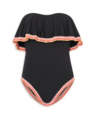 Strapless Crochet Ruffle One Piece Swimsuit