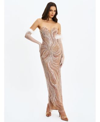  Quinci Beaded Sequin Sweetheart Maxi Dress