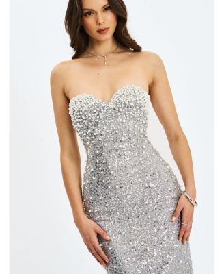  Noelle Sequin Faux Pearl Embellished Maxi Dress