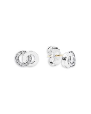 Sterling Silver Signature Caviar Diamond Interlocking Stud Earrings