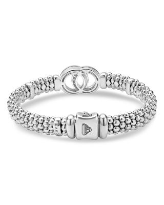 Sterling Silver Signature Caviar Diamond Interlocking Circle Beaded Bracelet