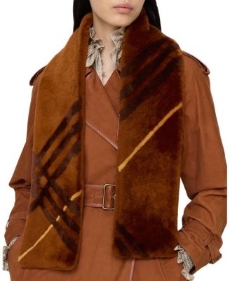  Narrow Check Shearling Scarf