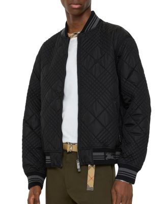  Micro Check-stitch Nylon Blend Bomber Jacket