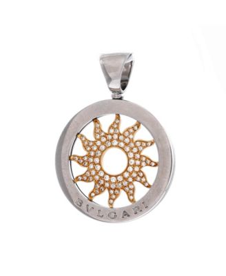 Tondo Sun Pendant 18K Gold and Stainless Steel with Diamonds