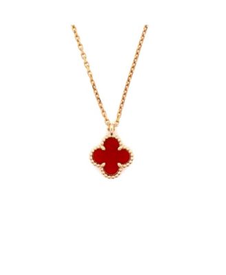Sweet Alhambra Pendant Necklace 18K Rose Gold and Carnelian, 15 - 15.75"