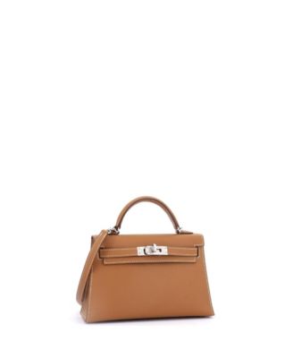 Kelly 20 Handbag Brown Epsom with Palladium Hardware