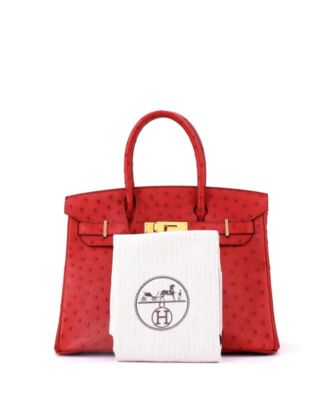 Birkin 30 Handbag Pink Ostrich with Gold Hardware