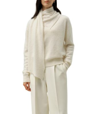  Draped Scarf Brushed Cashmere Sweater