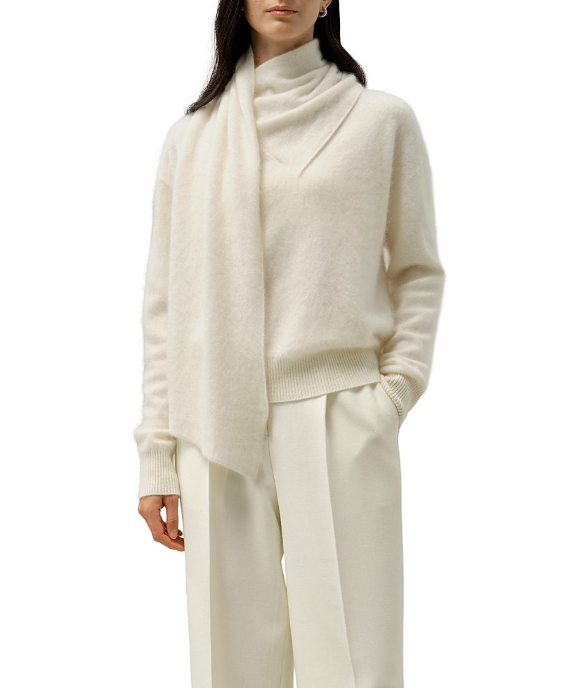 Lilysilk Draped Scarf Brushed Cashmere Sweater