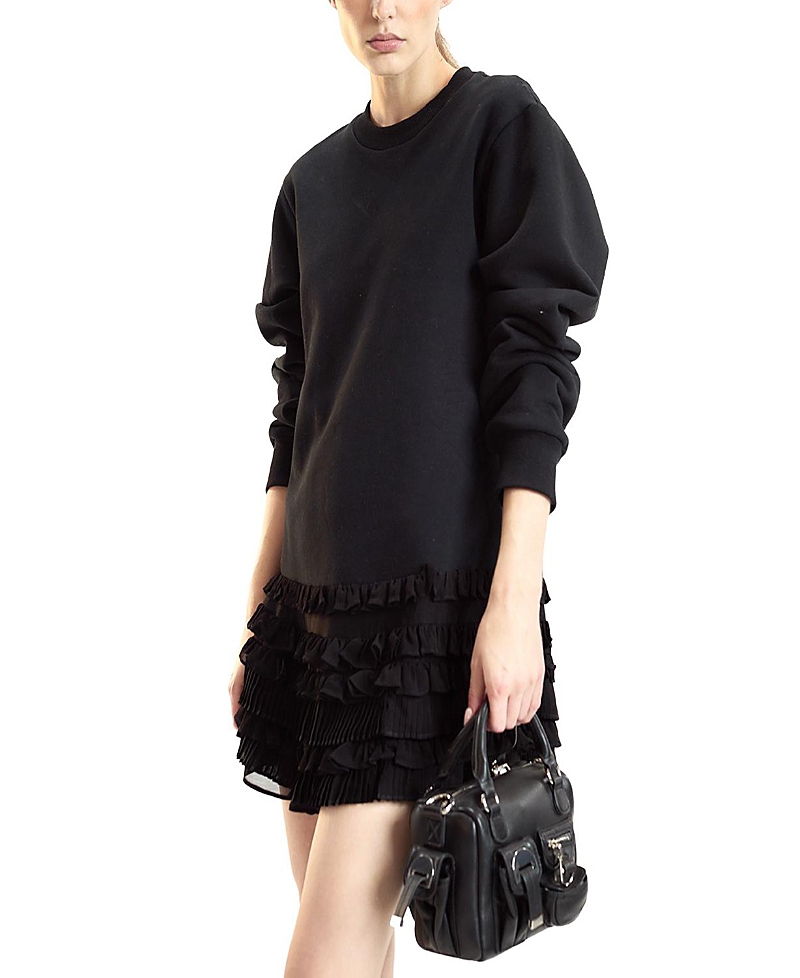 Cynthia Rowley Sweatshirt Georgette Ruffle Combo Dress