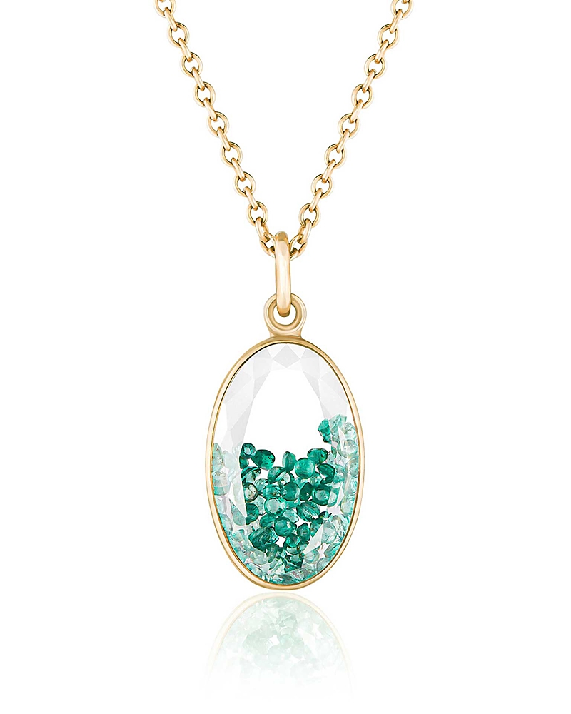 Moritz Glik 18K Yellow Gold Emerald Core Oval Pendant Necklace, 16