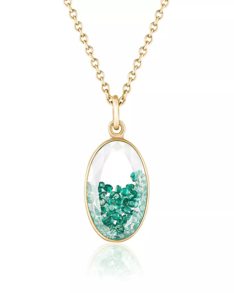 Moritz Glik 18K Yellow Gold Emerald Core Oval Pendant Necklace, 16