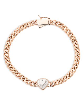 18K Yellow Gold Diamond Unidinho Heartish Curb Link Bracelet