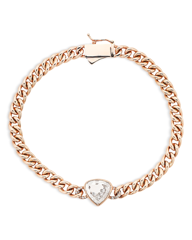 Moritz Glik 18K Yellow Gold Diamond Unidinho Heartish Curb Link Bracelet