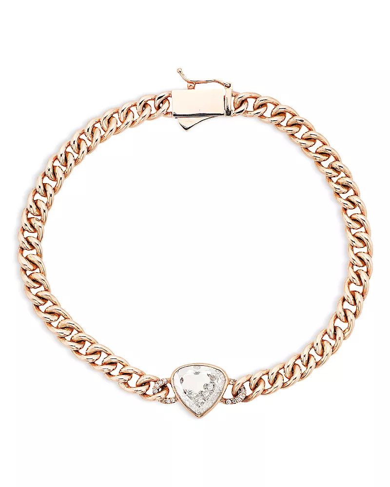 Moritz Glik 18K Yellow Gold Diamond Unidinho Heartish Curb Link Bracelet