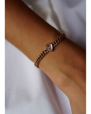 18K Yellow Gold Diamond Unidinho Heartish Curb Link Bracelet