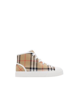 Unisex Check Cotton High-top Sneakers - Toddler, Little Kid