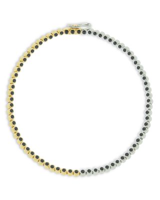 Men's 14K Yellow & White Gold Black Diamond Tennis Bracelet