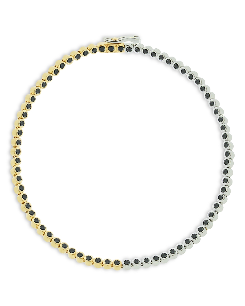 Luis Morais Men's 14K Yellow & White Gold Black Diamond Tennis Bracelet
