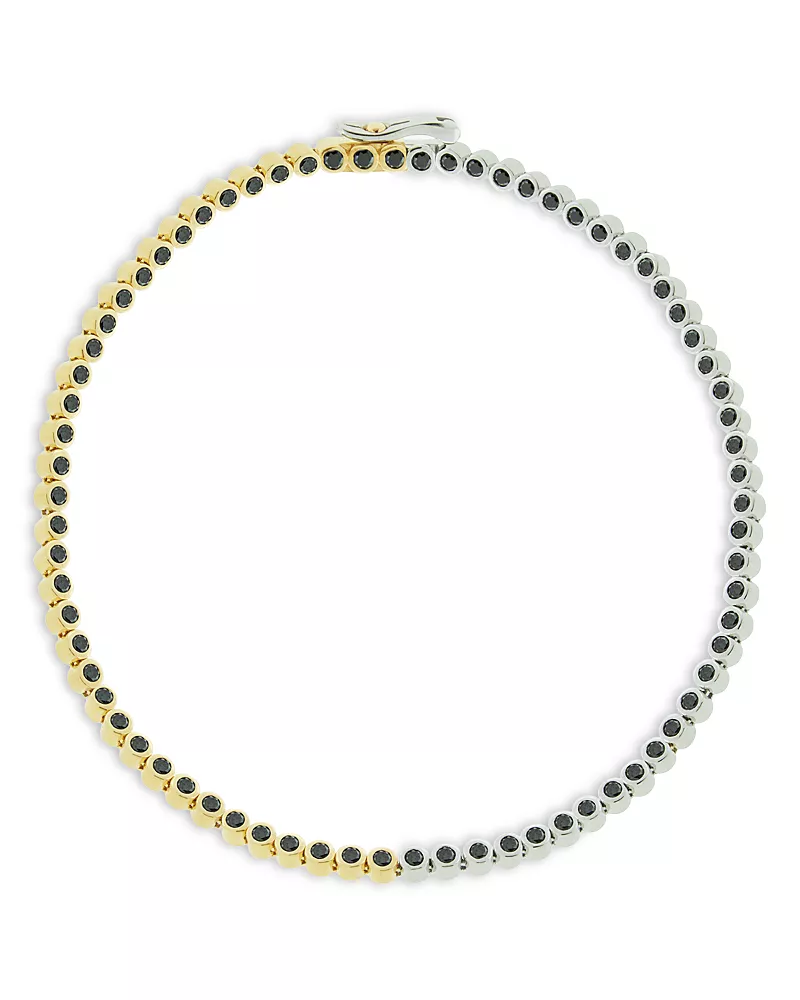 Luis Morais Men's 14K Yellow & White Gold Black Diamond Tennis Bracelet