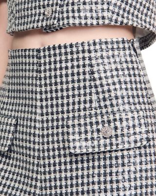 Sequin Houndstooth Tweed Shorts