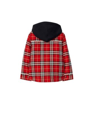 Boys' Check Cotton Hooded Jacket - Little Kid, Big Kid